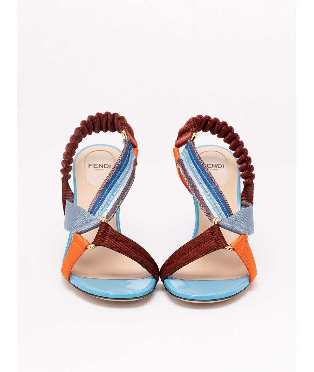 FENDI Мульти текстильные босоножки, фото 6