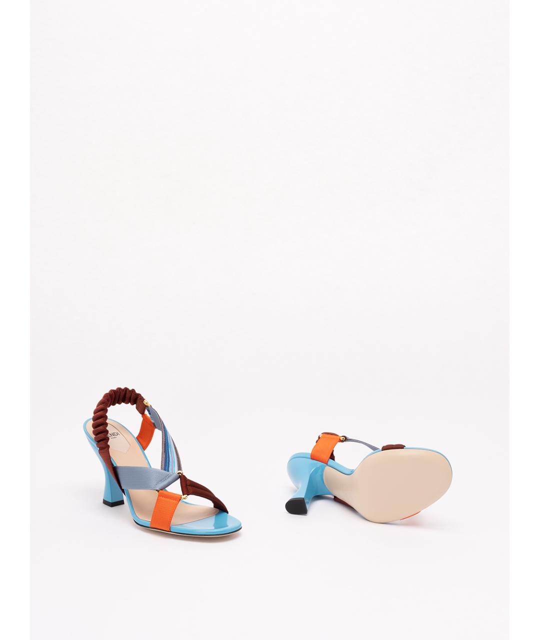 FENDI Мульти текстильные босоножки, фото 4
