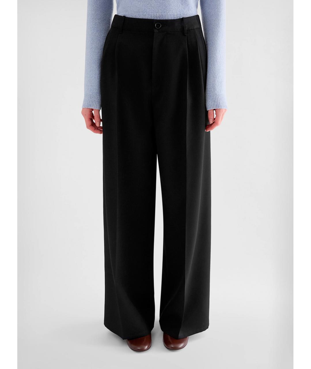 JIL SANDER Черные шерстяные брюки широкие, фото 4