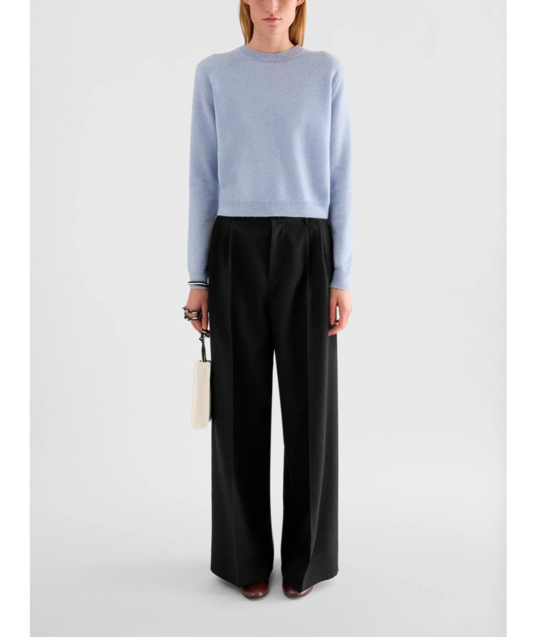 JIL SANDER Черные шерстяные брюки широкие, фото 3