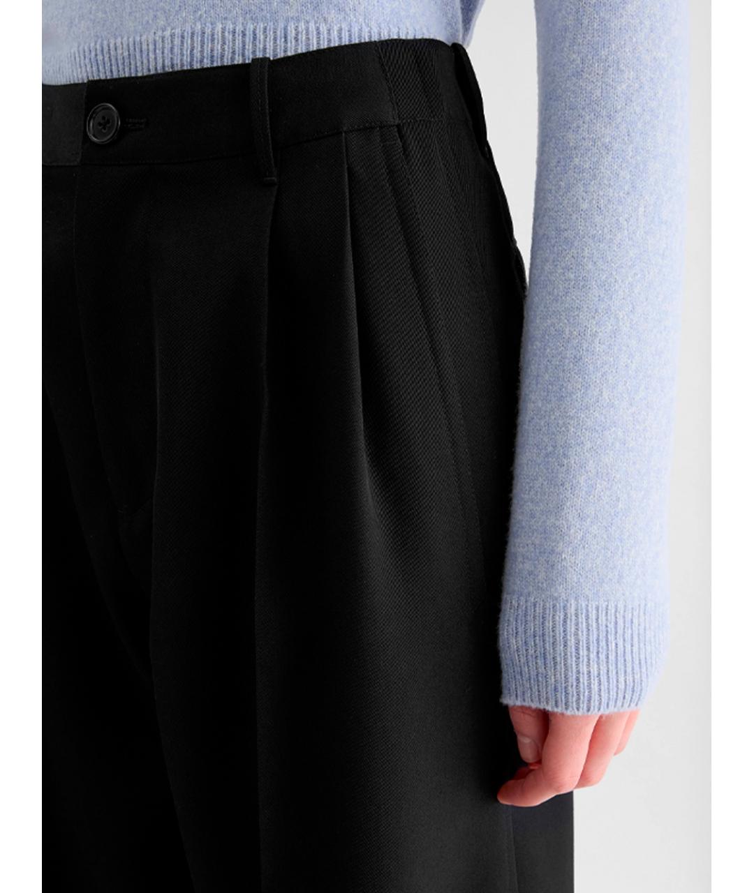 JIL SANDER Черные шерстяные брюки широкие, фото 7