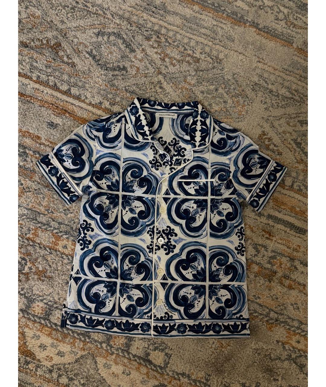 DOLCE&GABBANA Синяя хлопковая детская рубашка, фото 5