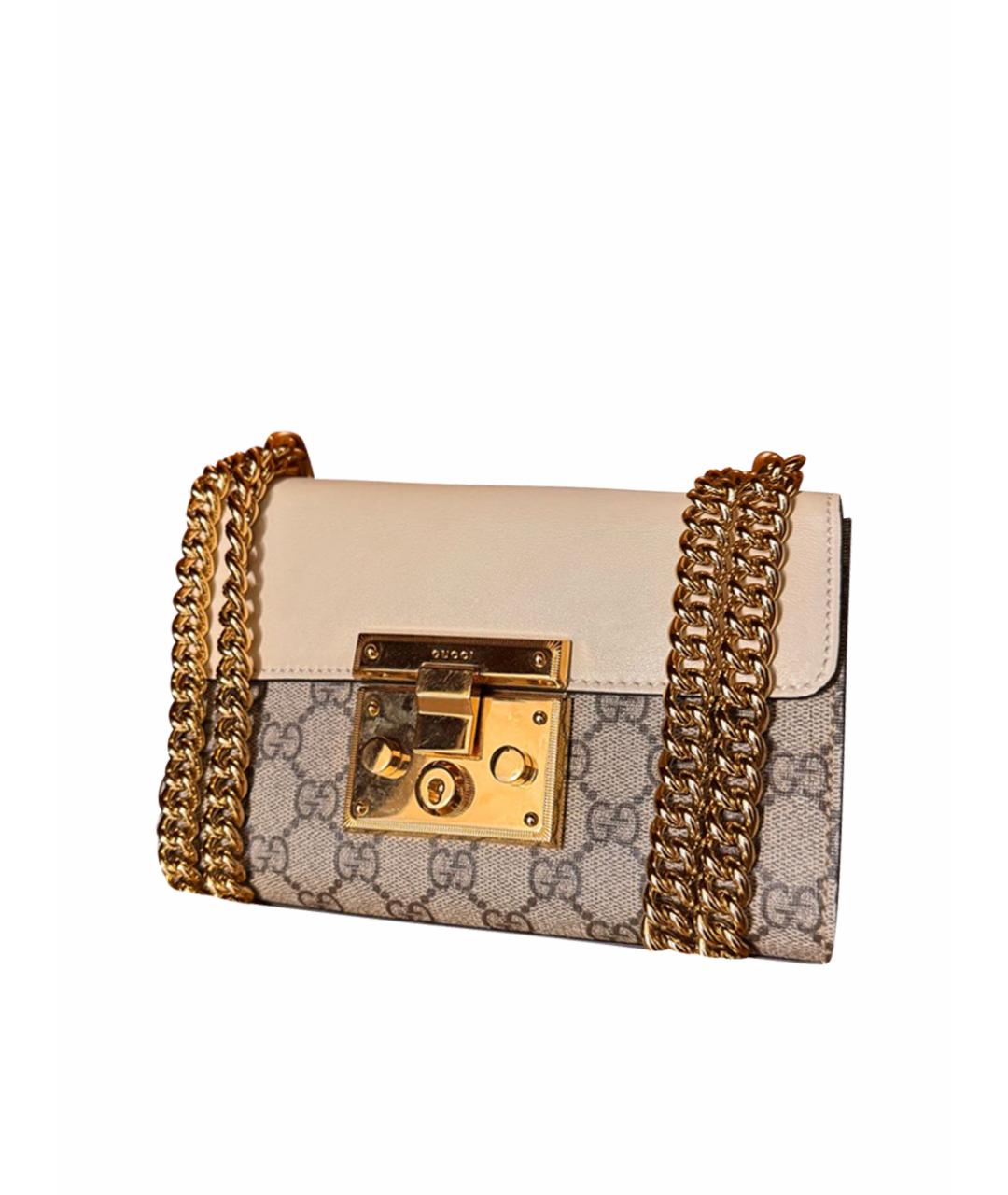 GUCCI Бежевая кожаная сумка через плечо, фото 1