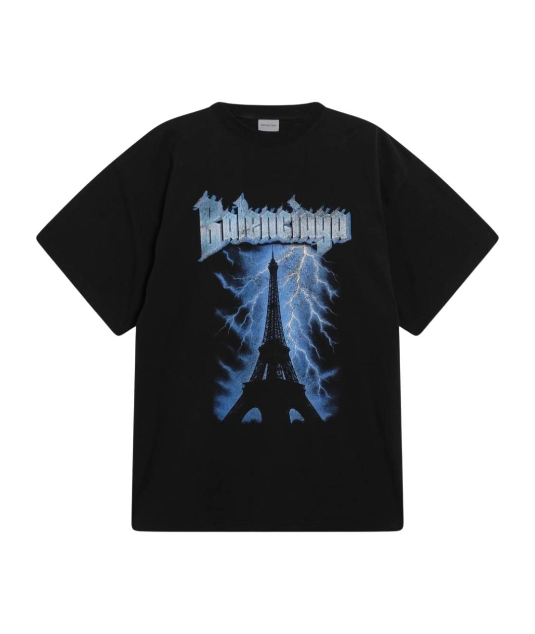 BALENCIAGA Черная хлопковая футболка, фото 1
