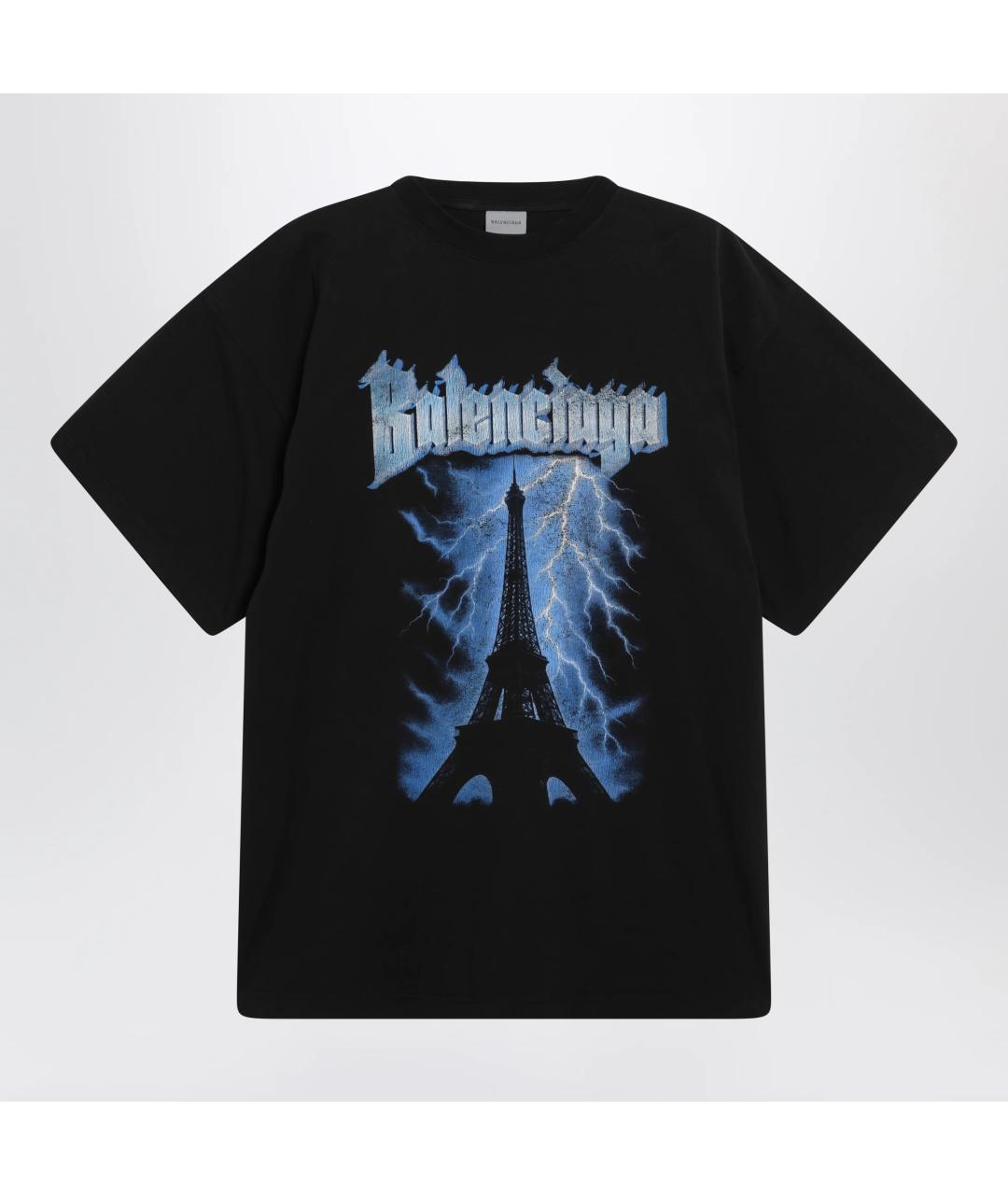 BALENCIAGA Черная хлопковая футболка, фото 3