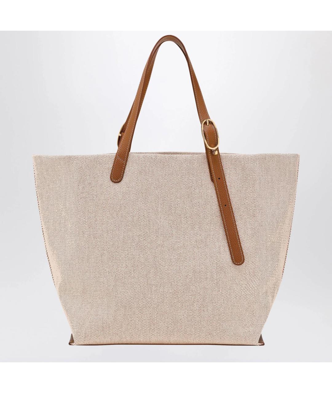 LONGCHAMP Бежевая хлопковая сумка тоут, фото 2