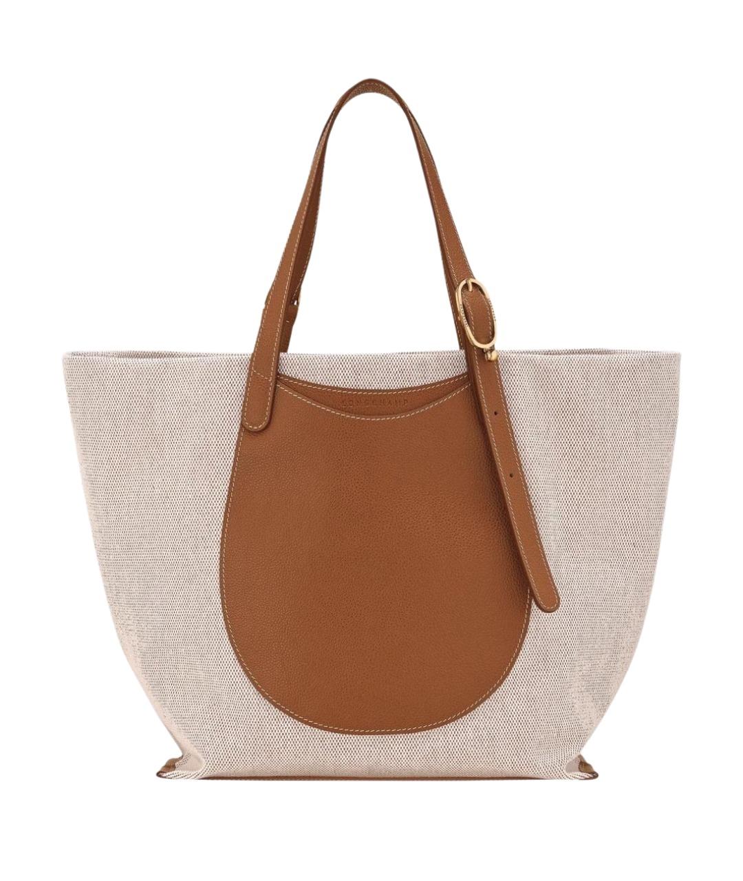 LONGCHAMP Бежевая хлопковая сумка тоут, фото 1