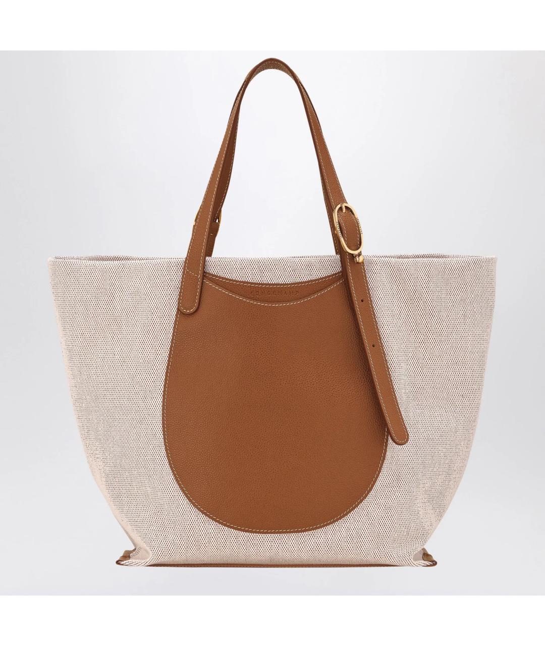 LONGCHAMP Бежевая хлопковая сумка тоут, фото 3