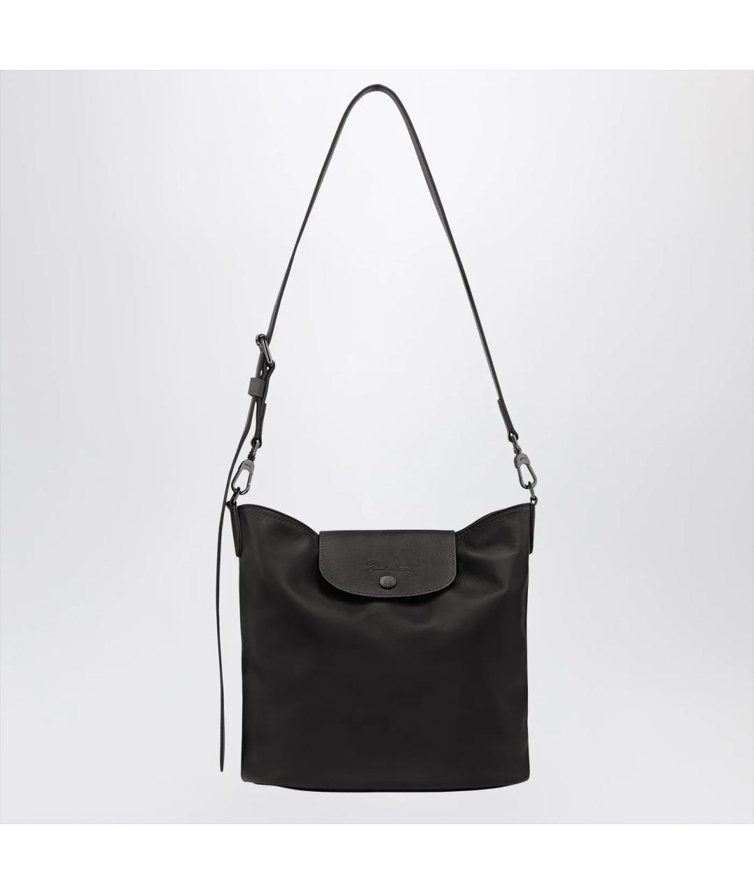 LONGCHAMP Черная кожаная сумка через плечо, фото 3