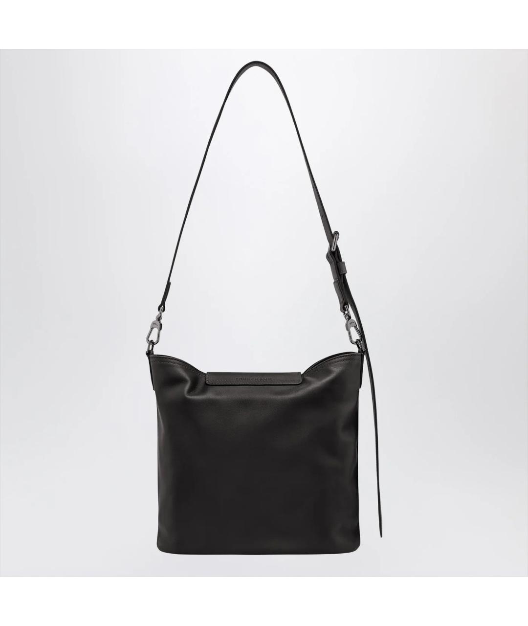 LONGCHAMP Черная кожаная сумка через плечо, фото 2