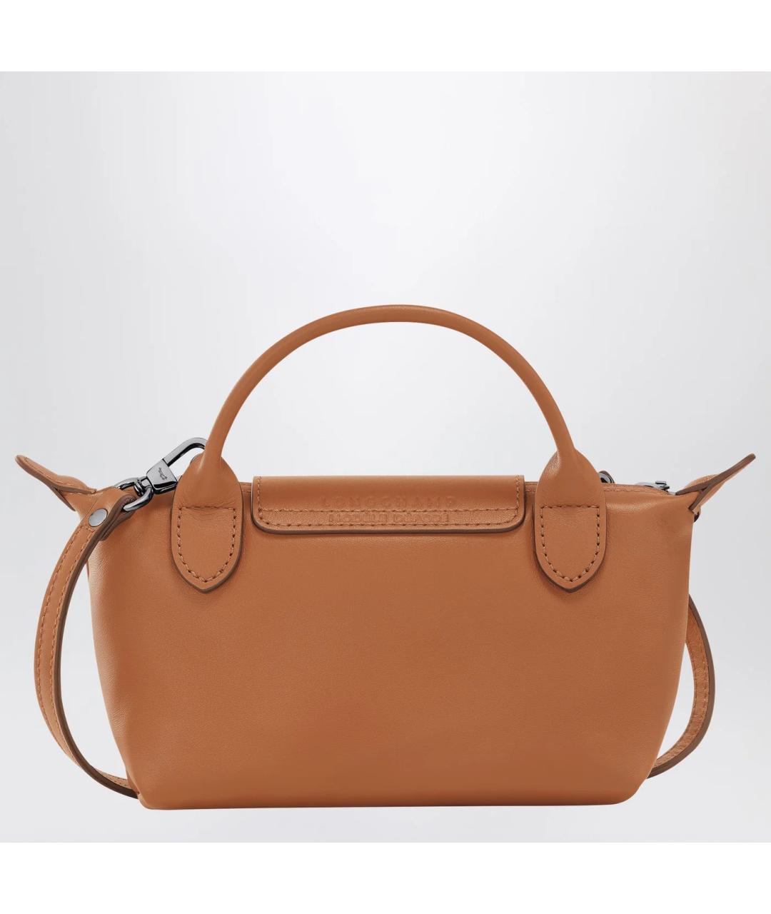 LONGCHAMP Коричневая кожаная сумка с короткими ручками, фото 2