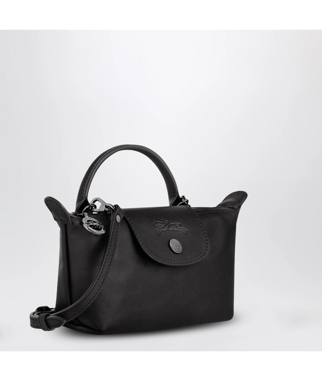 LONGCHAMP Черная кожаная сумка с короткими ручками, фото 2