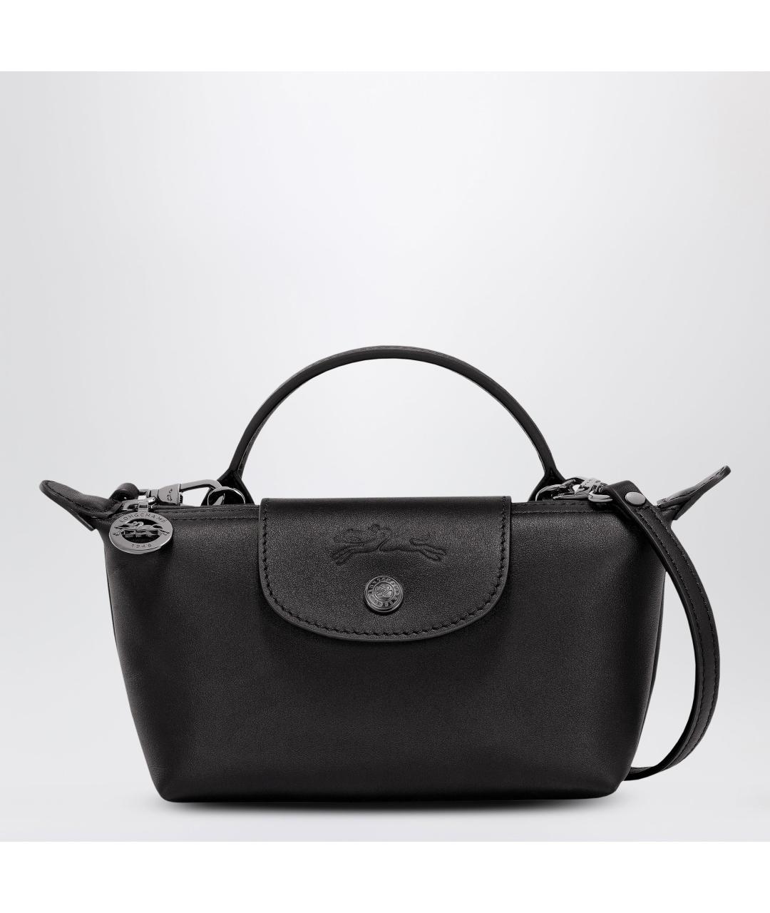 LONGCHAMP Черная кожаная сумка с короткими ручками, фото 3