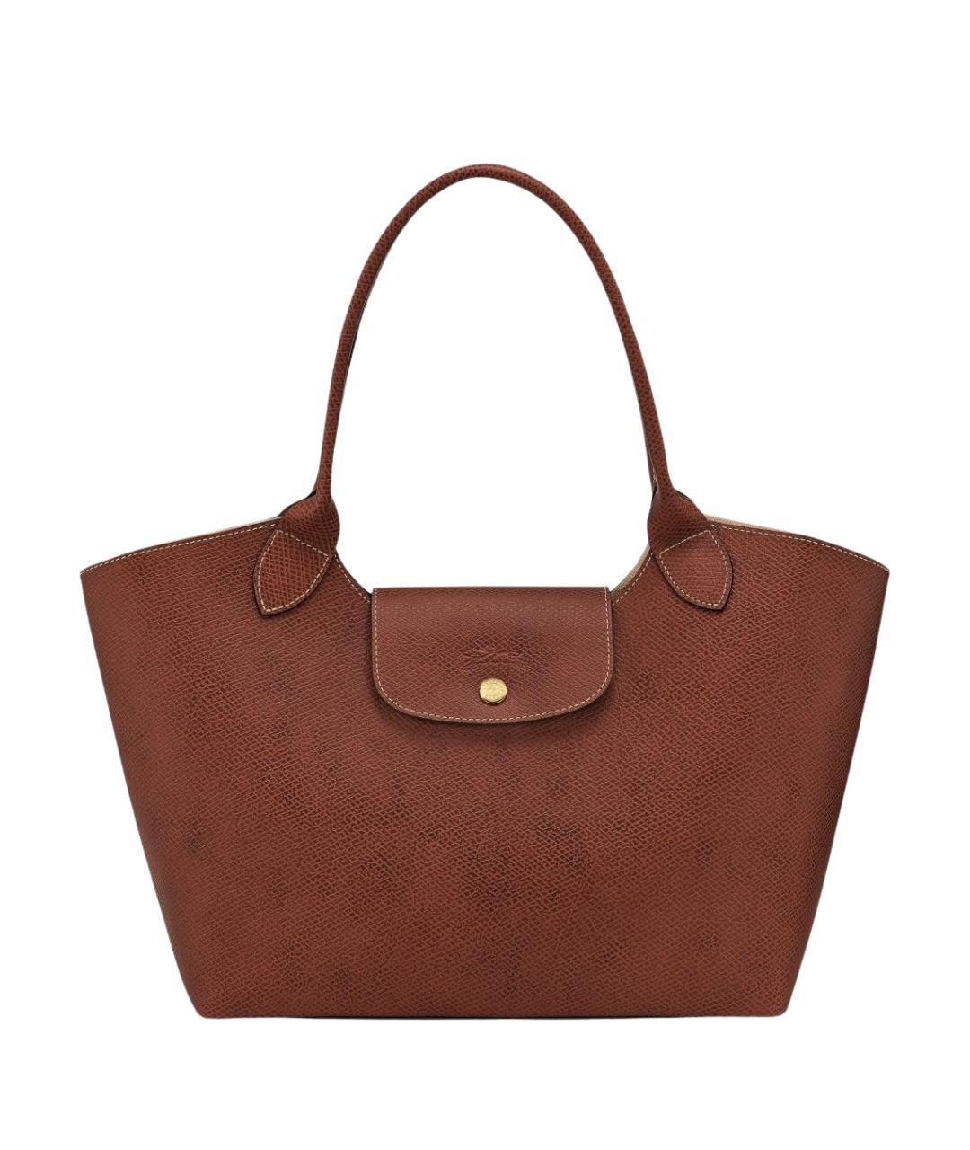 LONGCHAMP Коричневая кожаная сумка тоут, фото 1