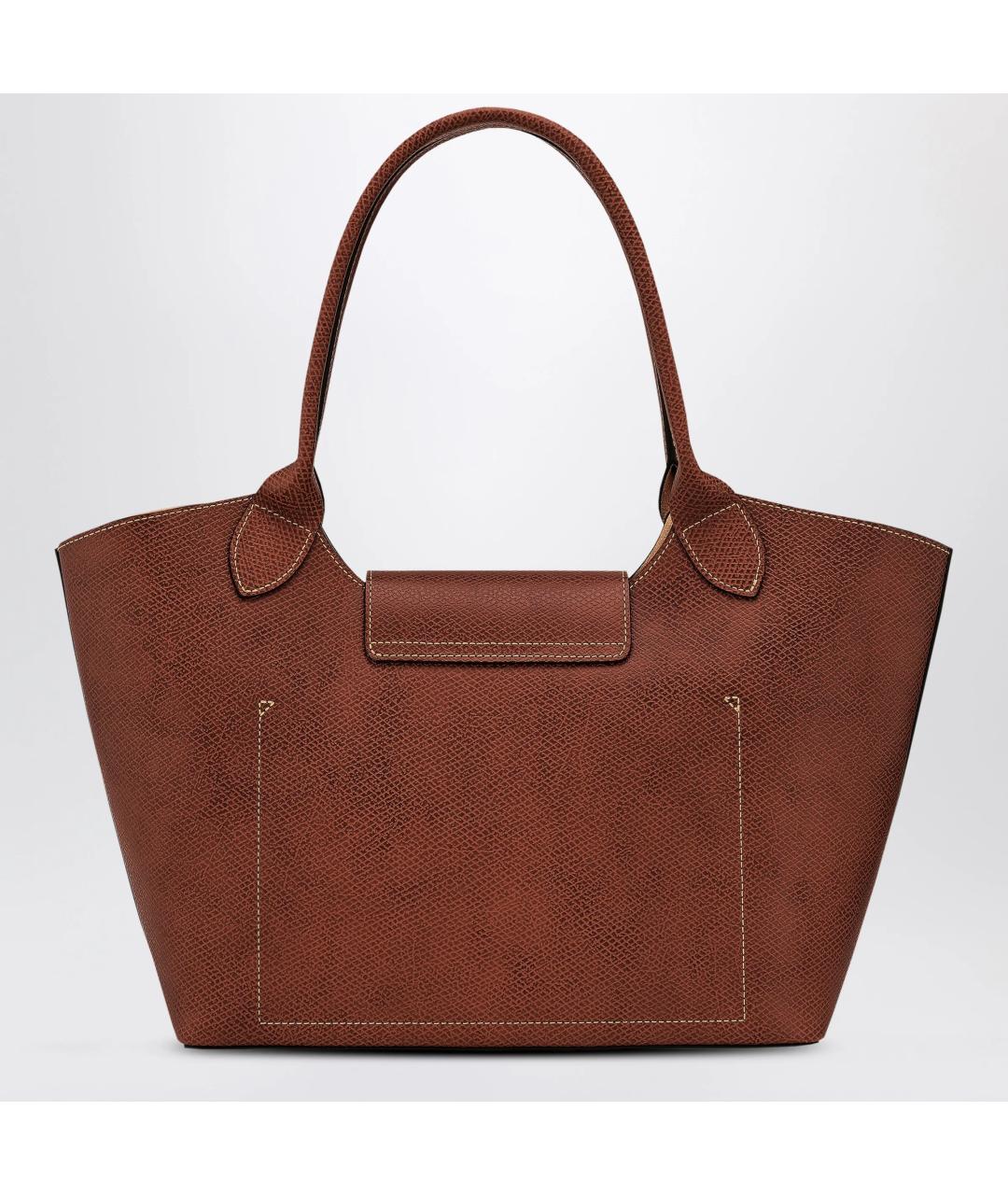 LONGCHAMP Коричневая кожаная сумка тоут, фото 2