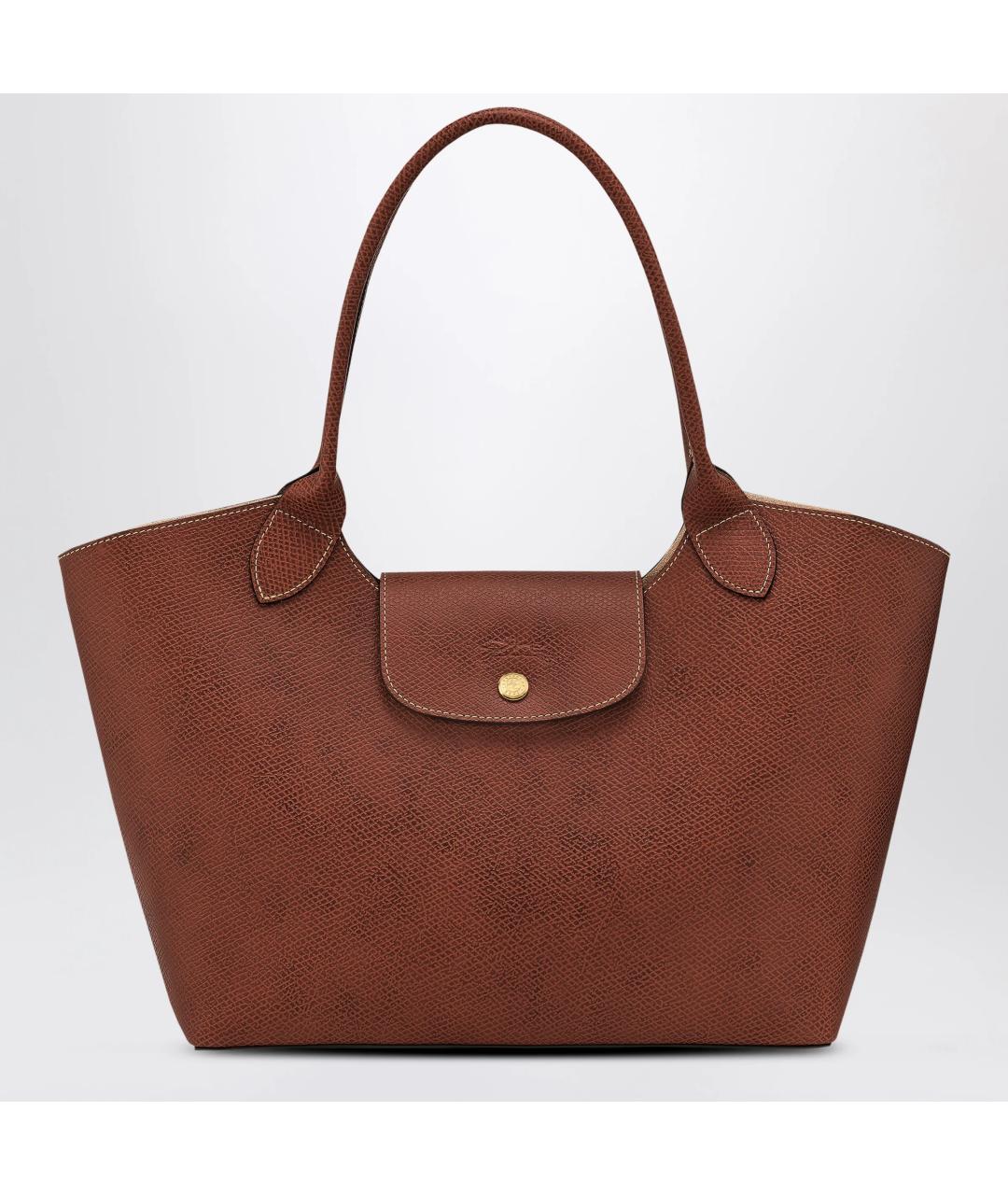 LONGCHAMP Коричневая кожаная сумка тоут, фото 3