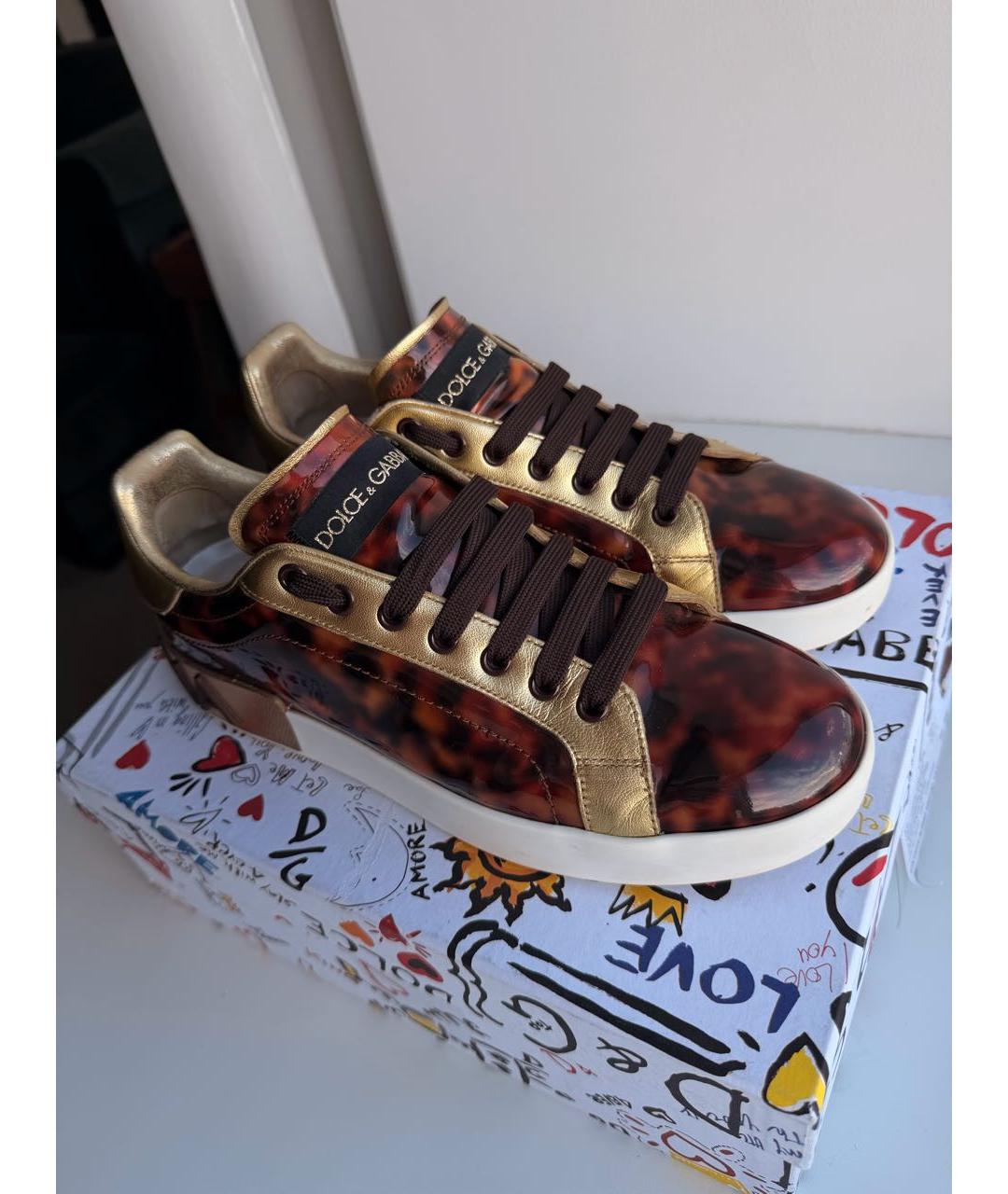 DOLCE&GABBANA Коричневые синтетические кеды, фото 2