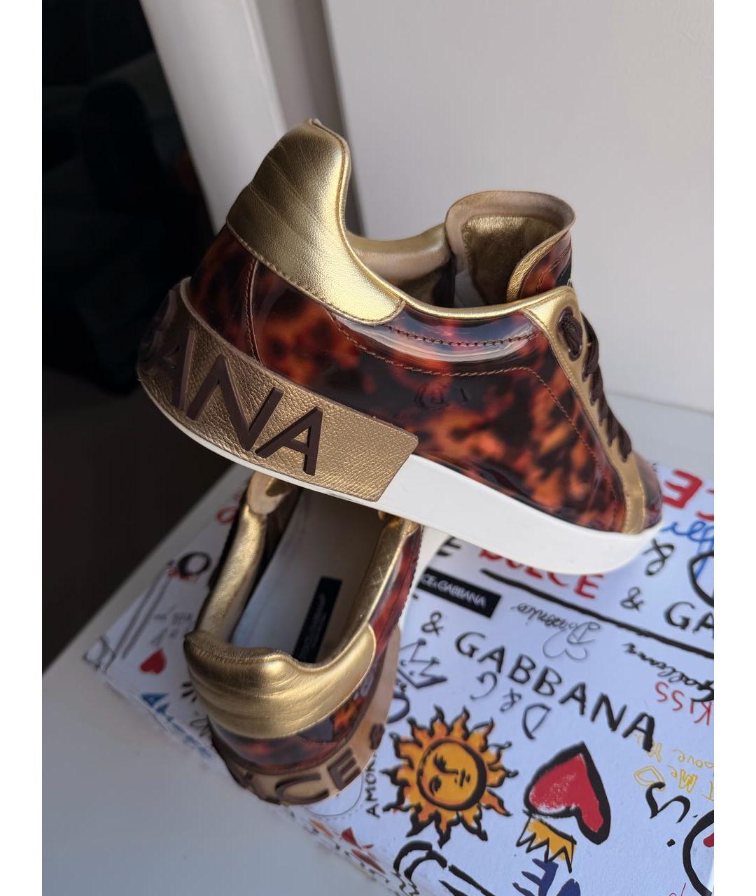 DOLCE&GABBANA Коричневые синтетические кеды, фото 3