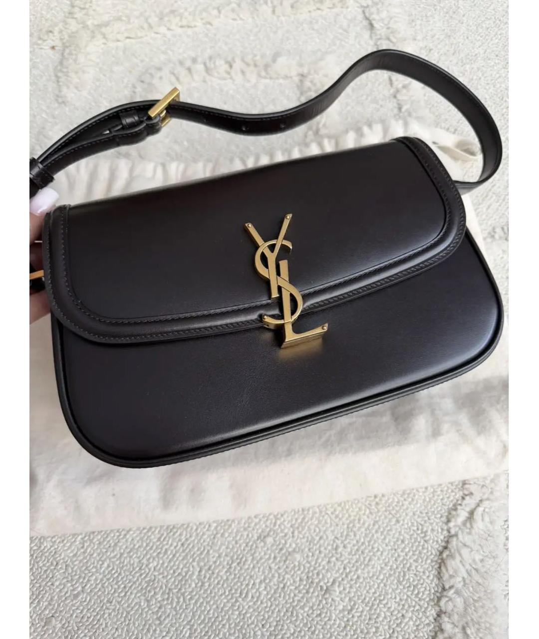 SAINT LAURENT Коричневая кожаная сумка с короткими ручками, фото 3