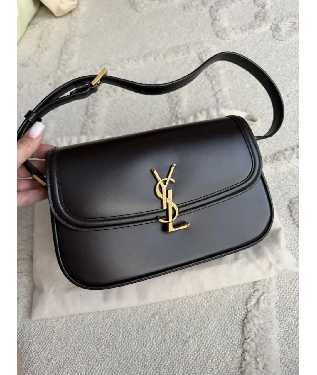 SAINT LAURENT Коричневая кожаная сумка с короткими ручками, фото 2