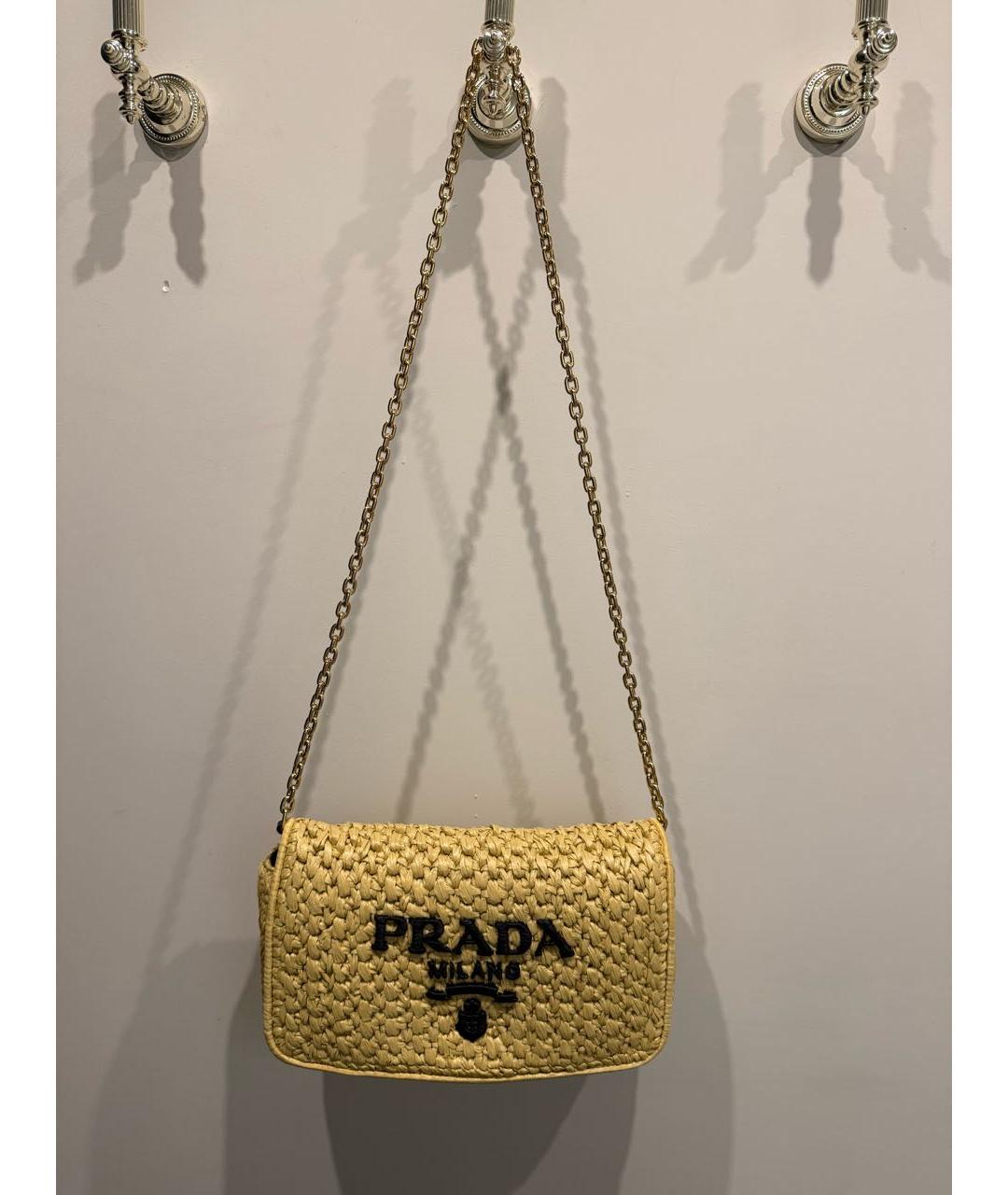 PRADA Бежевая плетеная сумка через плечо, фото 6