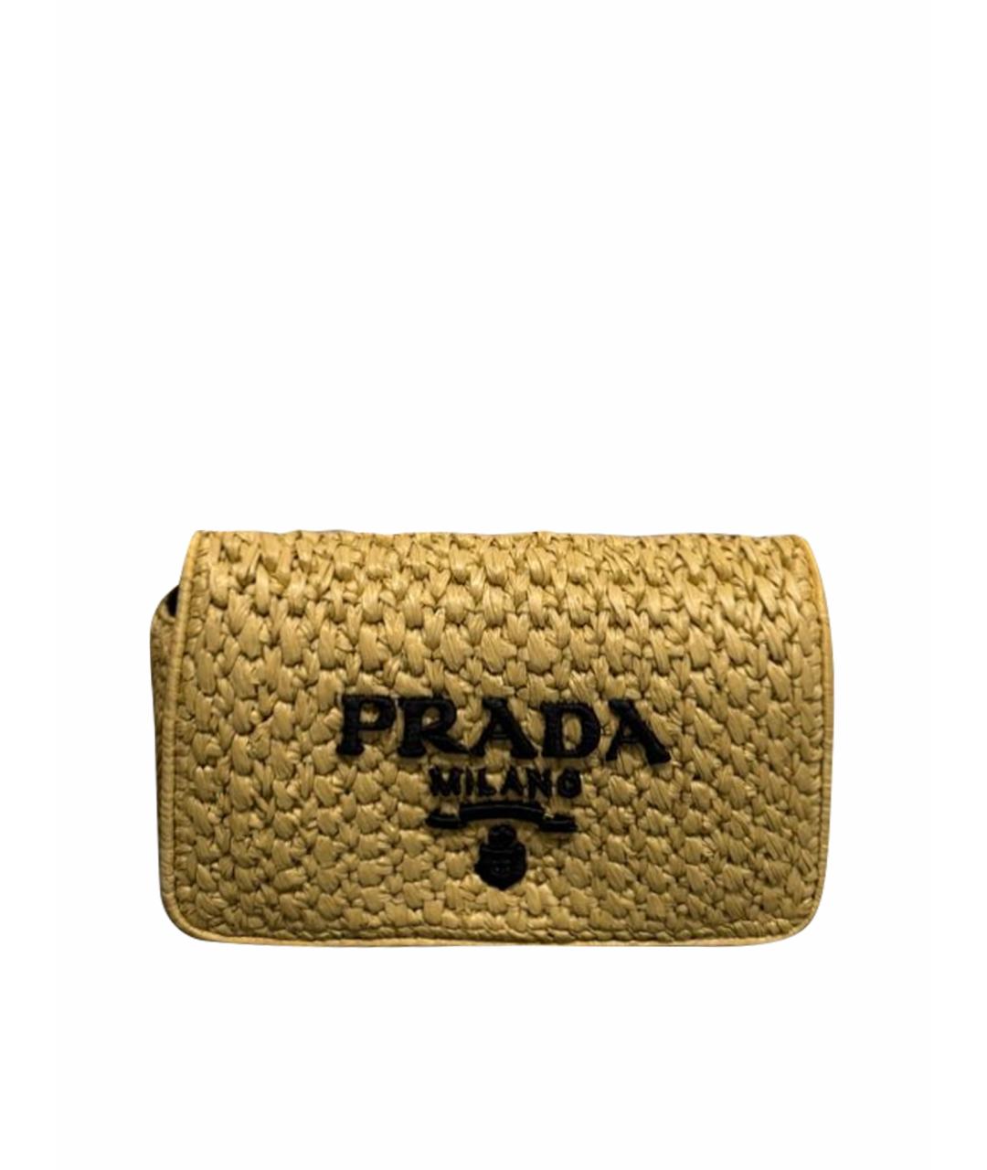 PRADA Бежевая плетеная сумка через плечо, фото 1