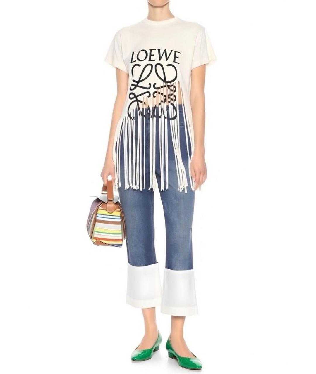 LOEWE Бежевая шелковая футболка, фото 7