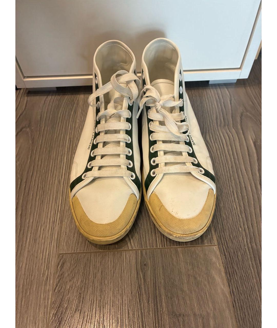 SAINT LAURENT Белые кожаные кеды, фото 2