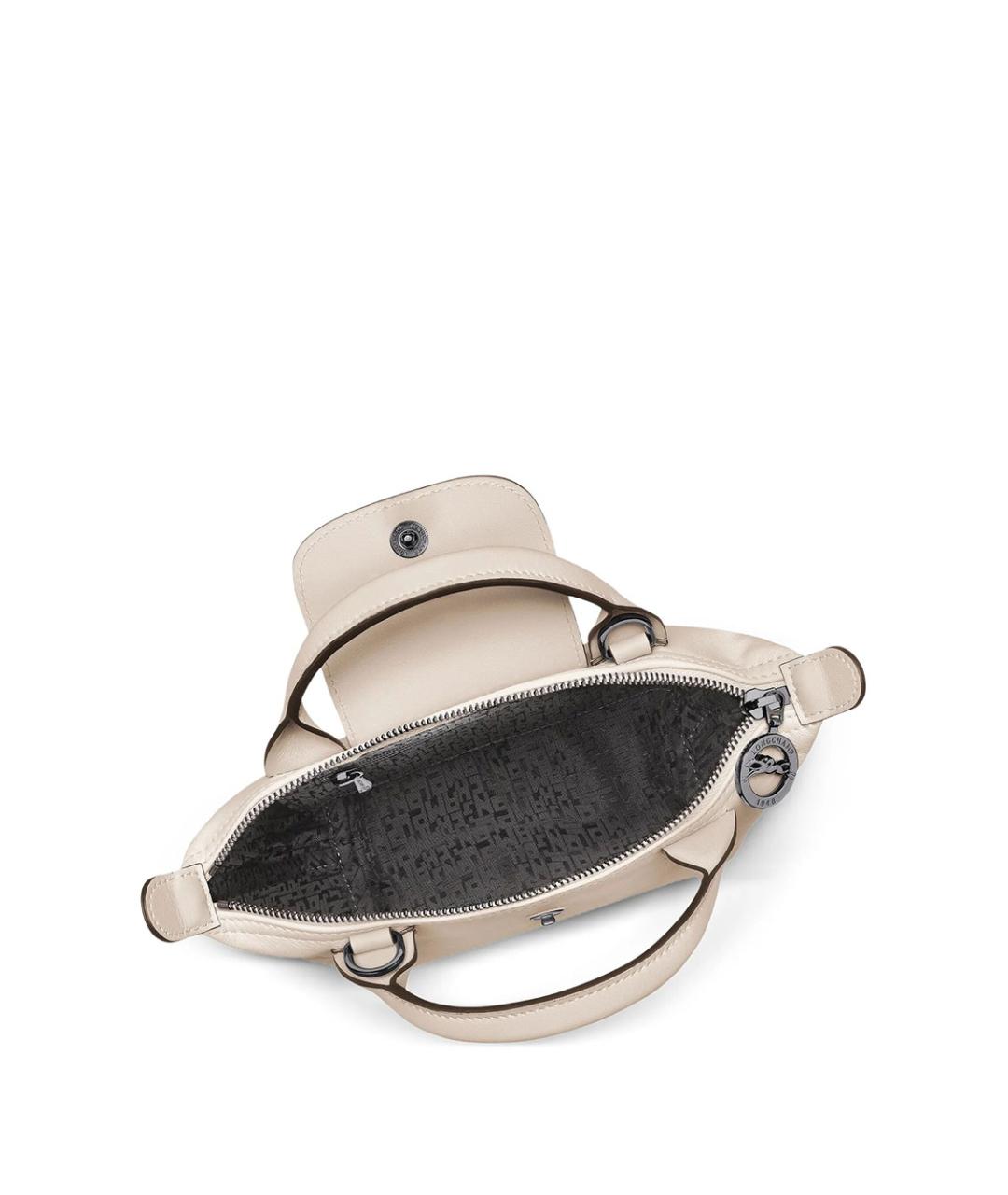 LONGCHAMP Бежевая кожаная сумка тоут, фото 5