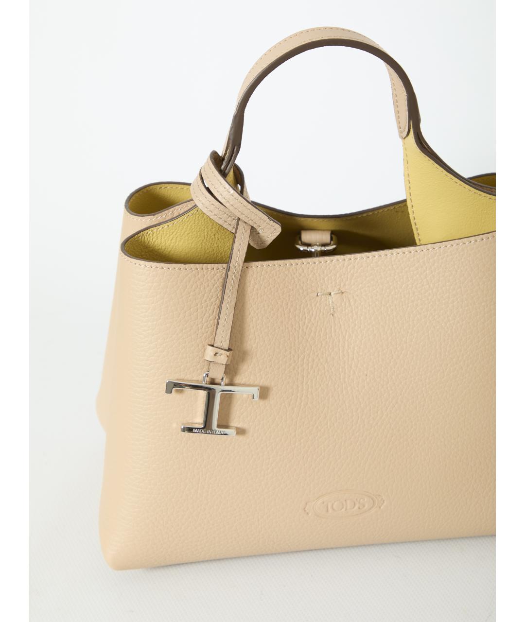 TOD'S Бежевая кожаная сумка тоут, фото 4
