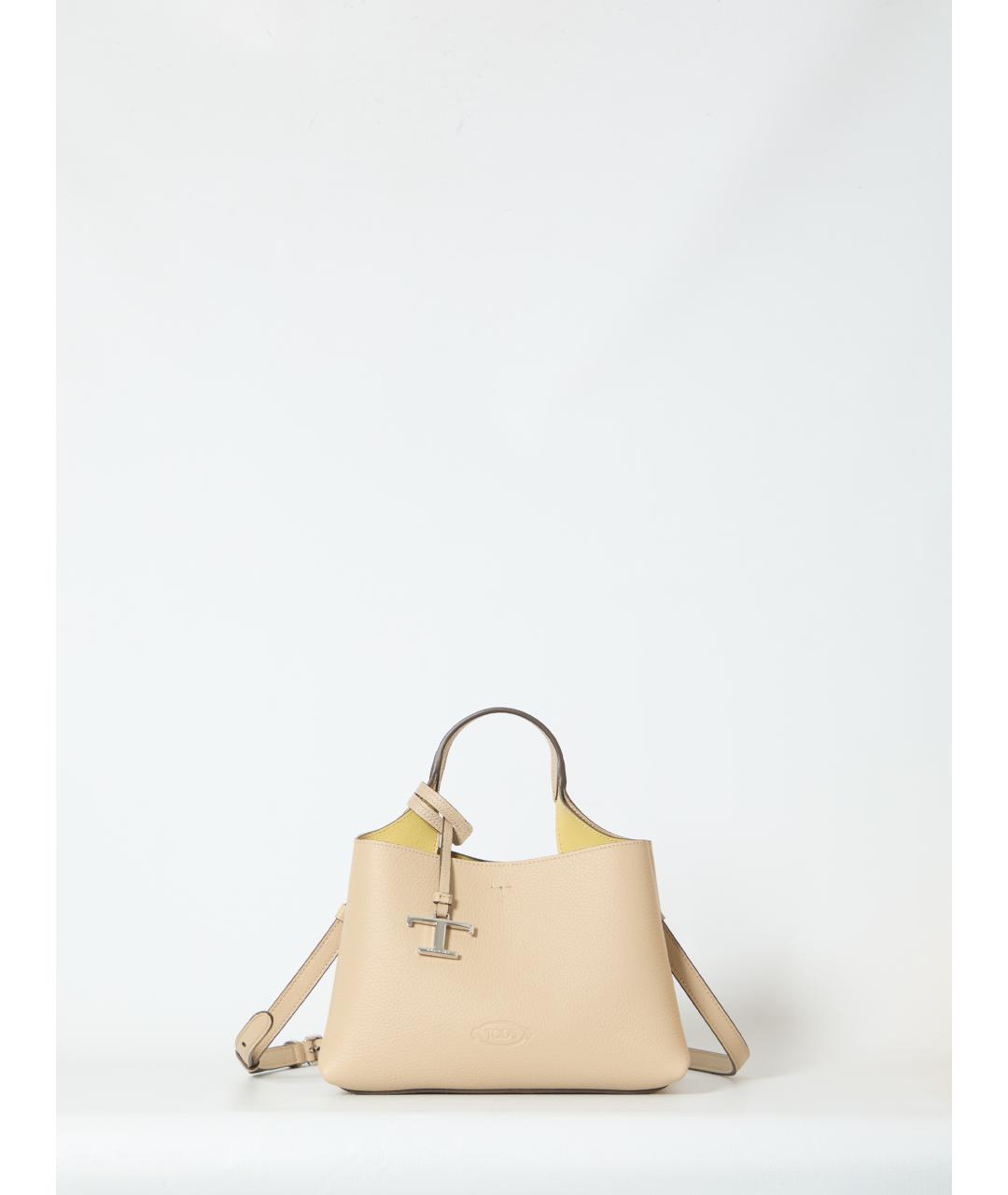 TOD'S Бежевая кожаная сумка тоут, фото 5