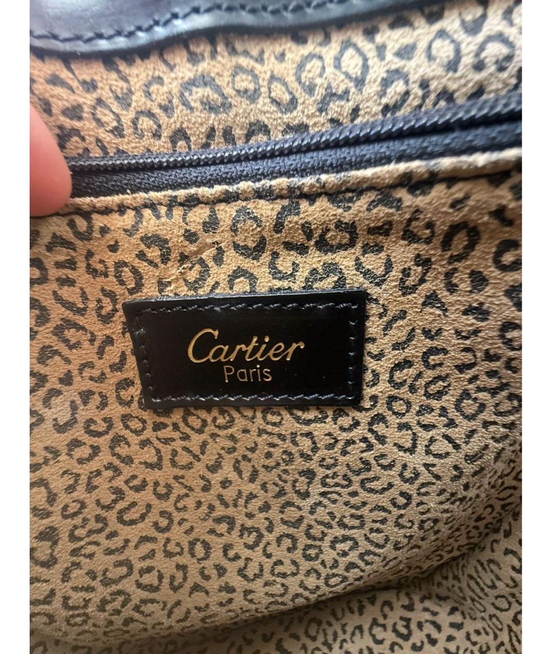 CARTIER Черная кожаная сумка с короткими ручками, фото 7
