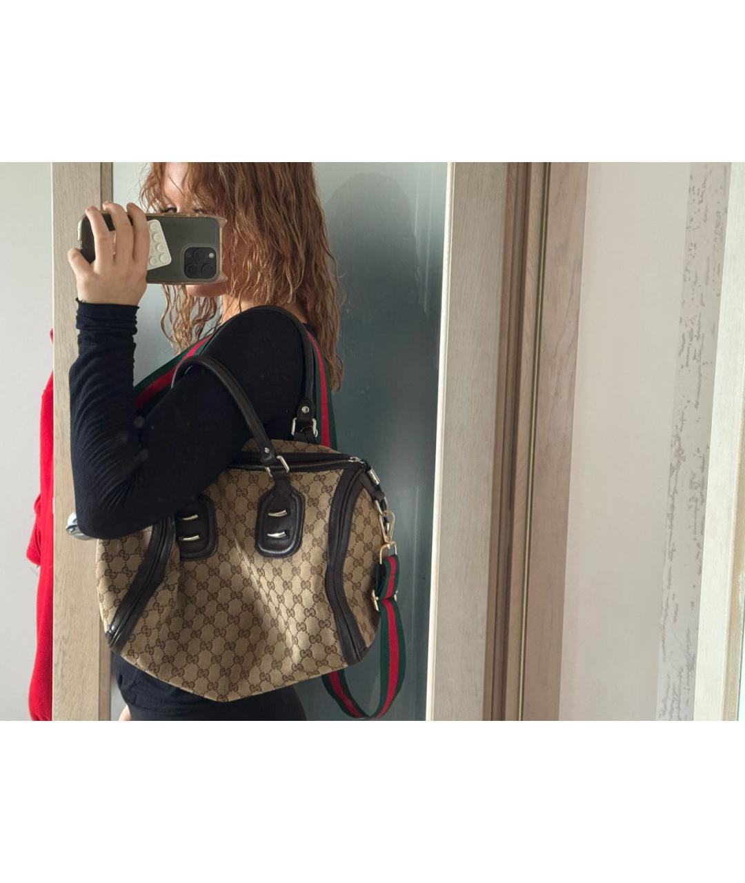 GUCCI Бежевая кожаная сумка тоут, фото 5