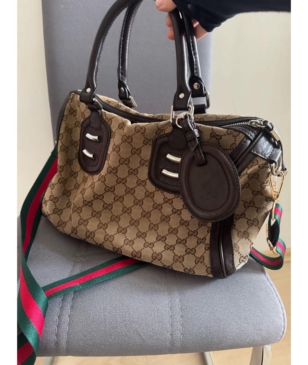 GUCCI Бежевая кожаная сумка тоут, фото 4