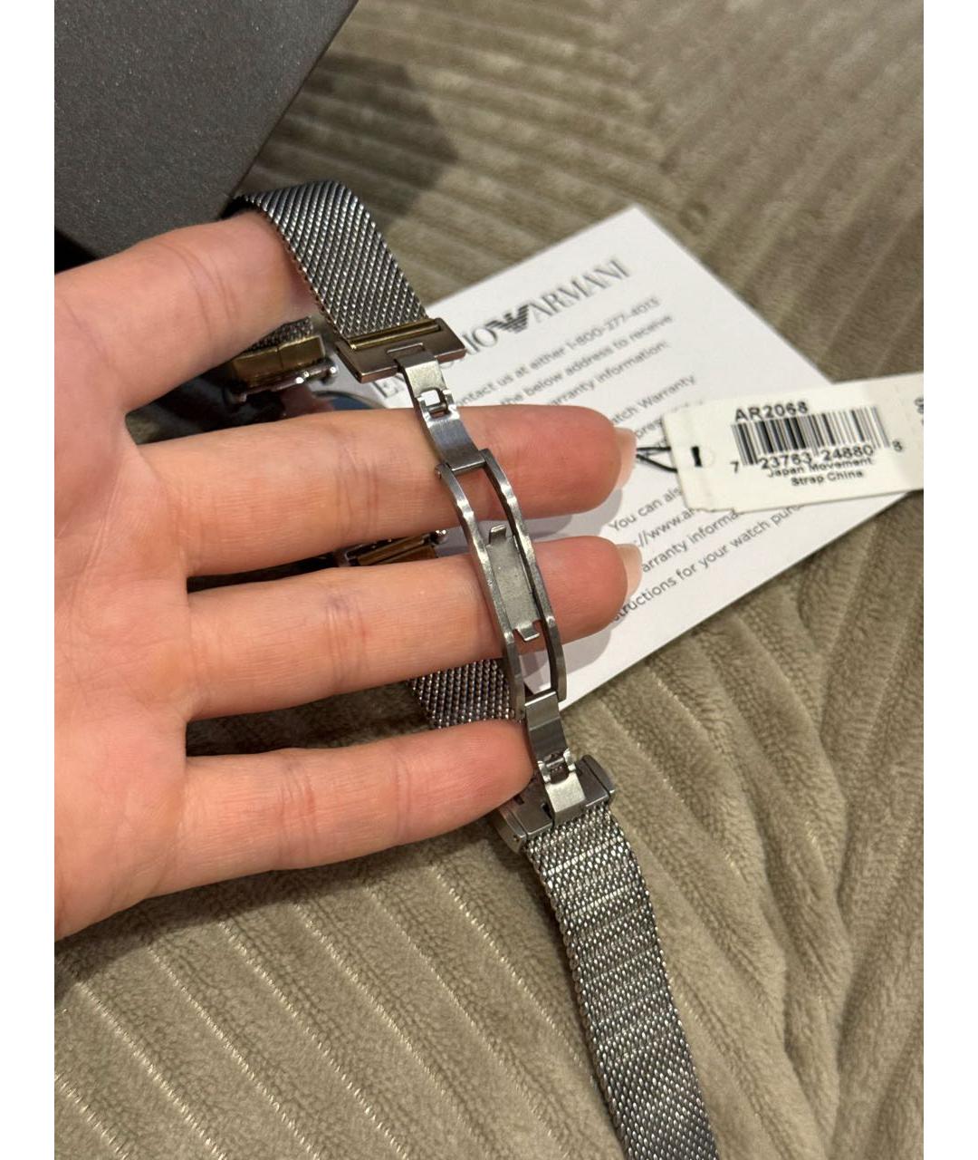 EMPORIO ARMANI Антрацитовые стальные часы, фото 7