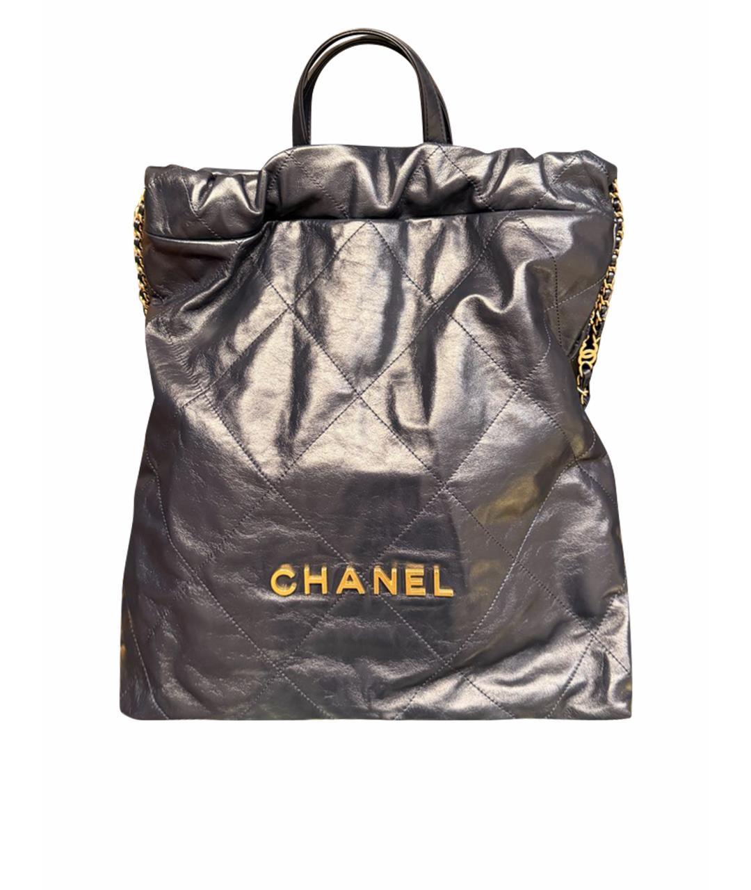 CHANEL Темно-синий кожаный рюкзак, фото 1