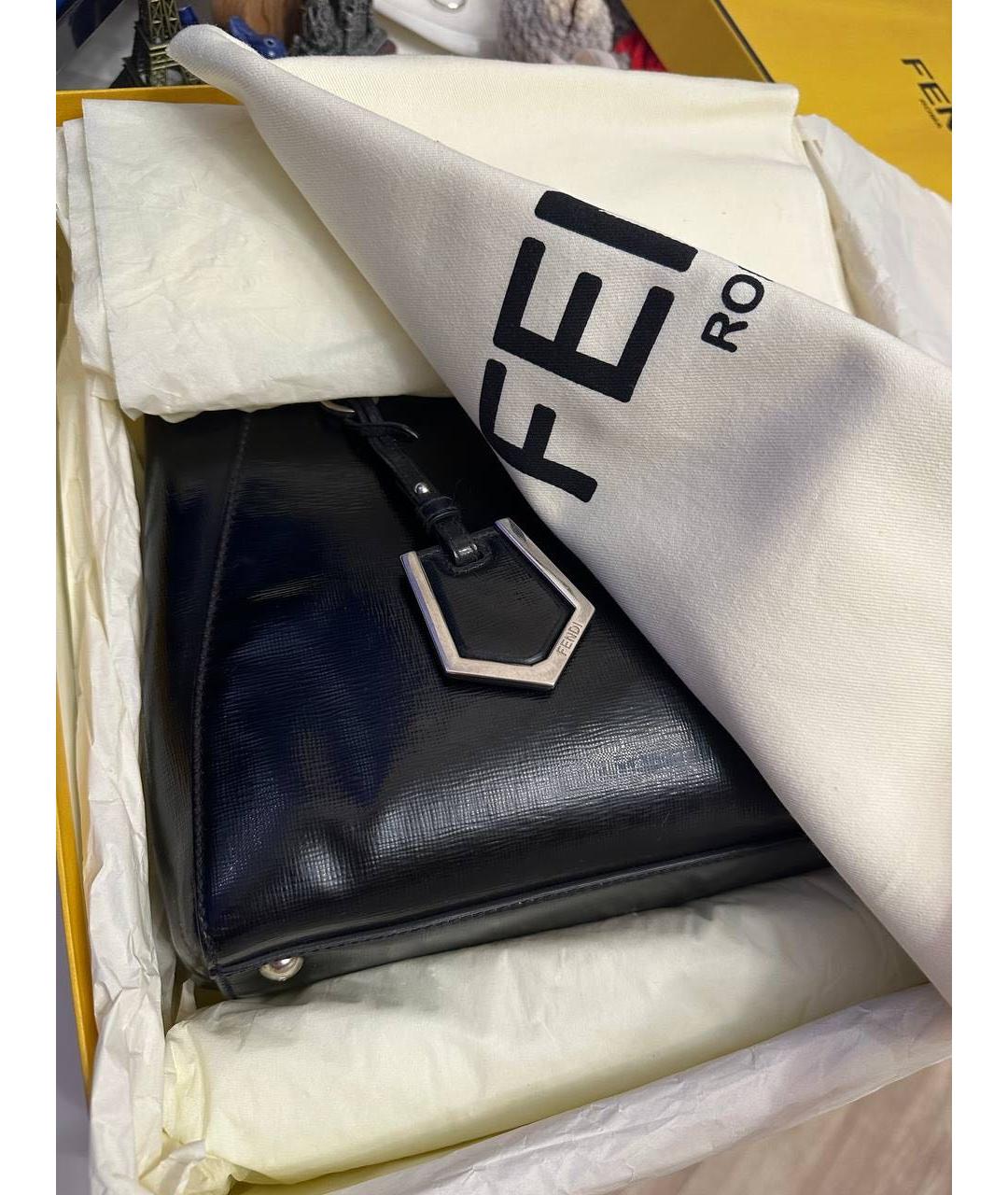 FENDI Черная сумка тоут из лакированной кожи, фото 5