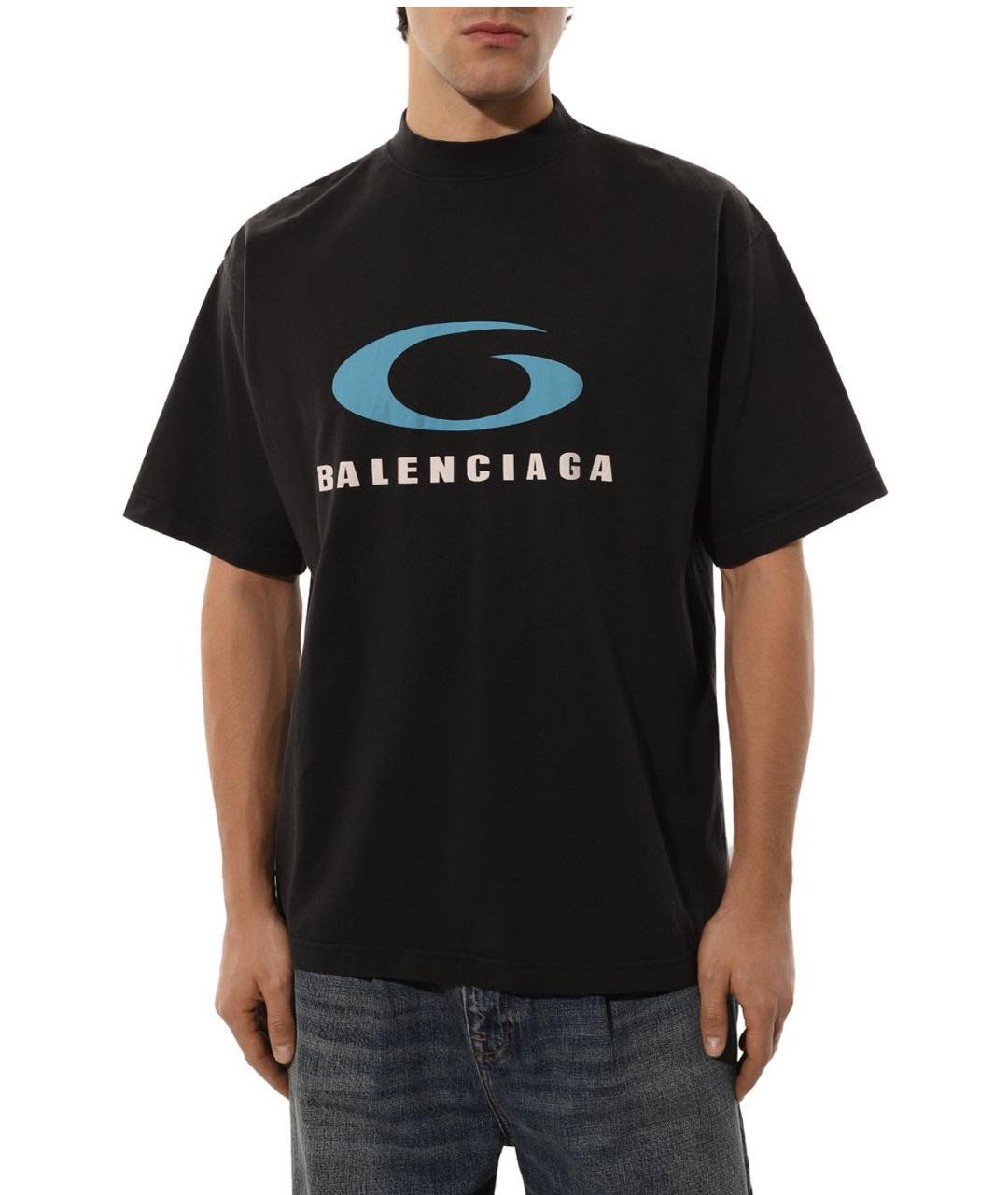 BALENCIAGA Черная хлопковая футболка, фото 3