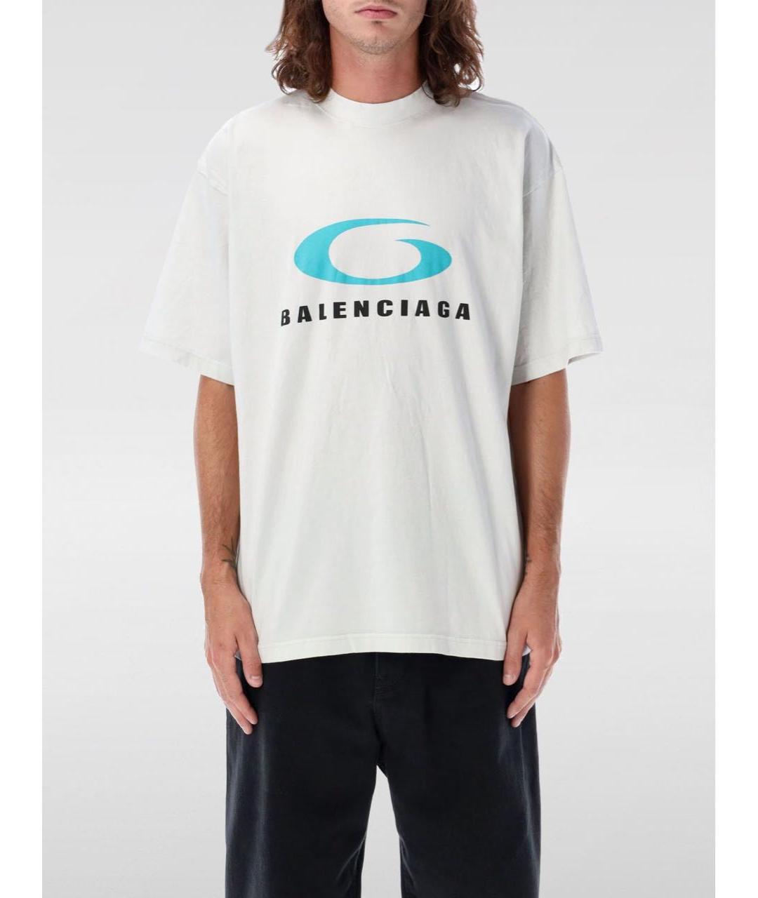 BALENCIAGA Белая хлопковая футболка, фото 5