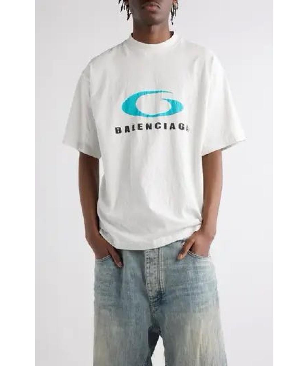 BALENCIAGA Белая хлопковая футболка, фото 8