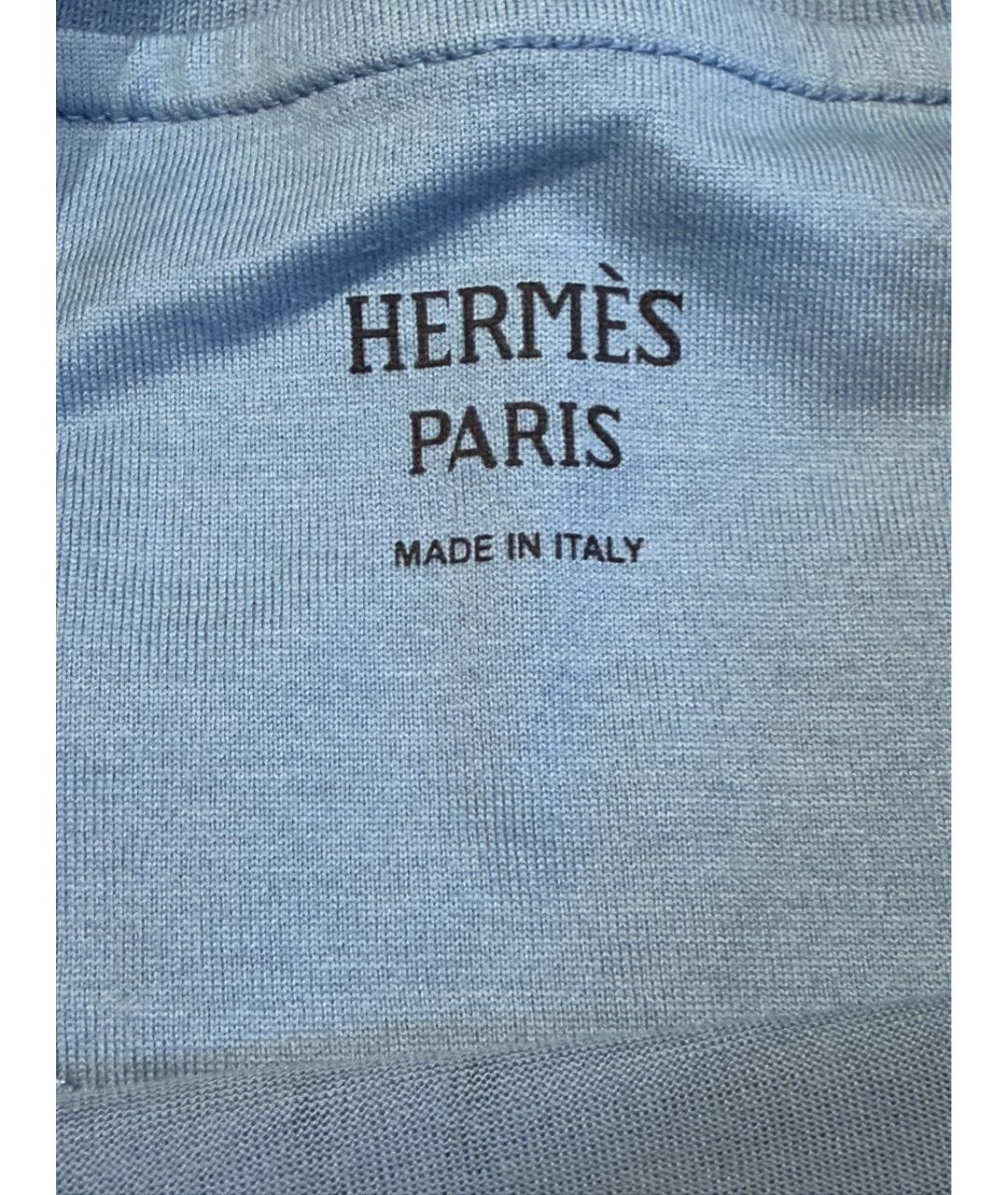 HERMES Голубая хлопковая футболка, фото 7