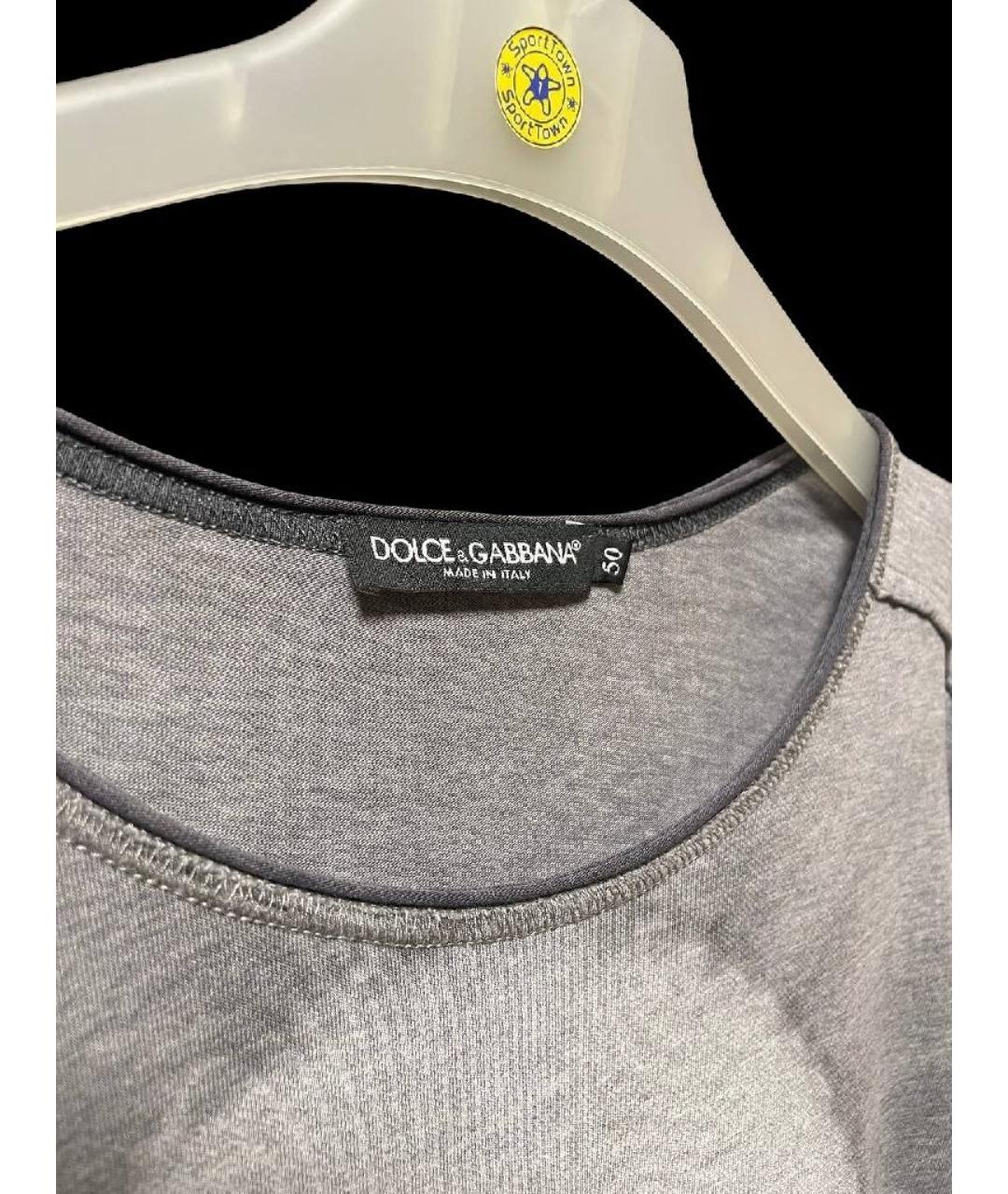 DOLCE&GABBANA Антрацитовая хлопковая футболка, фото 3