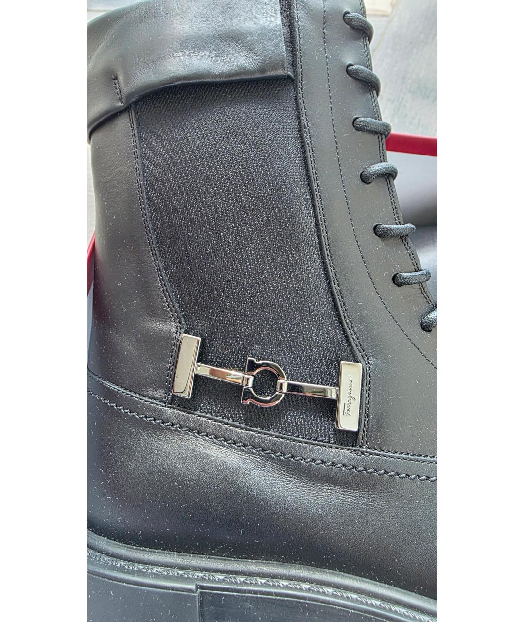 FERRAGAMO Черные кожаные высокие ботинки, фото 3