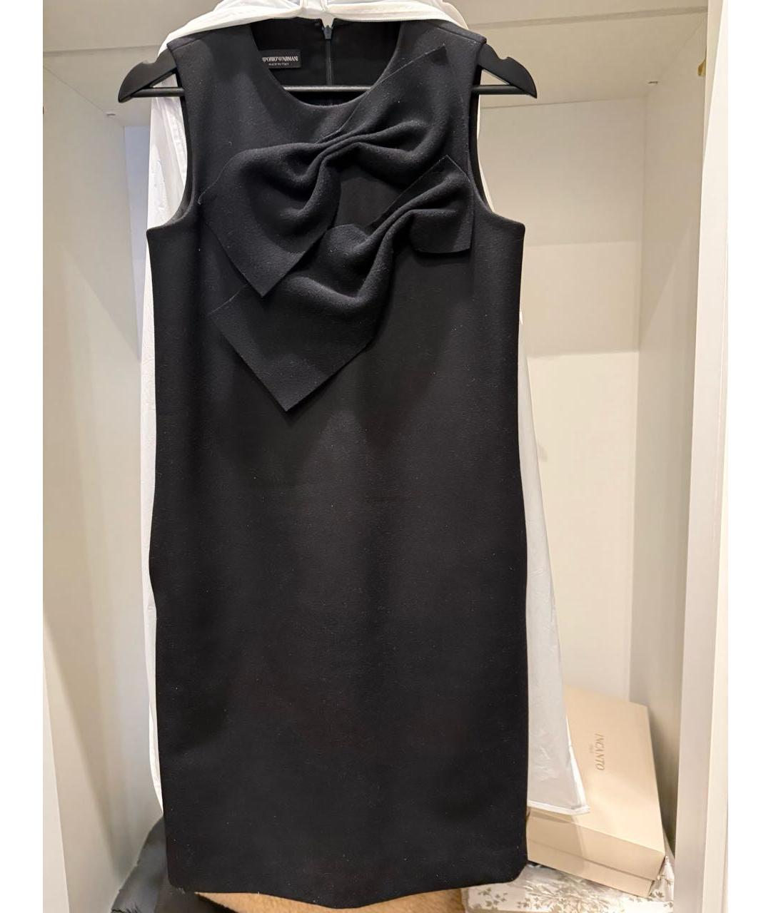 EMPORIO ARMANI Черное шерстяное повседневное платье, фото 5
