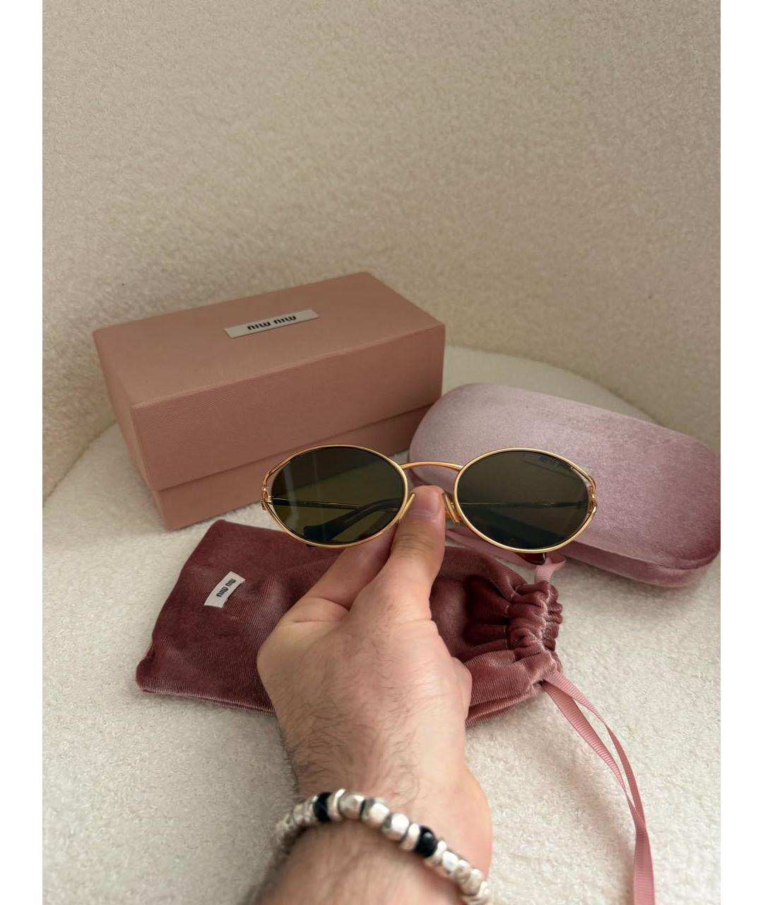 MIU MIU Коричневые металлические солнцезащитные очки, фото 3