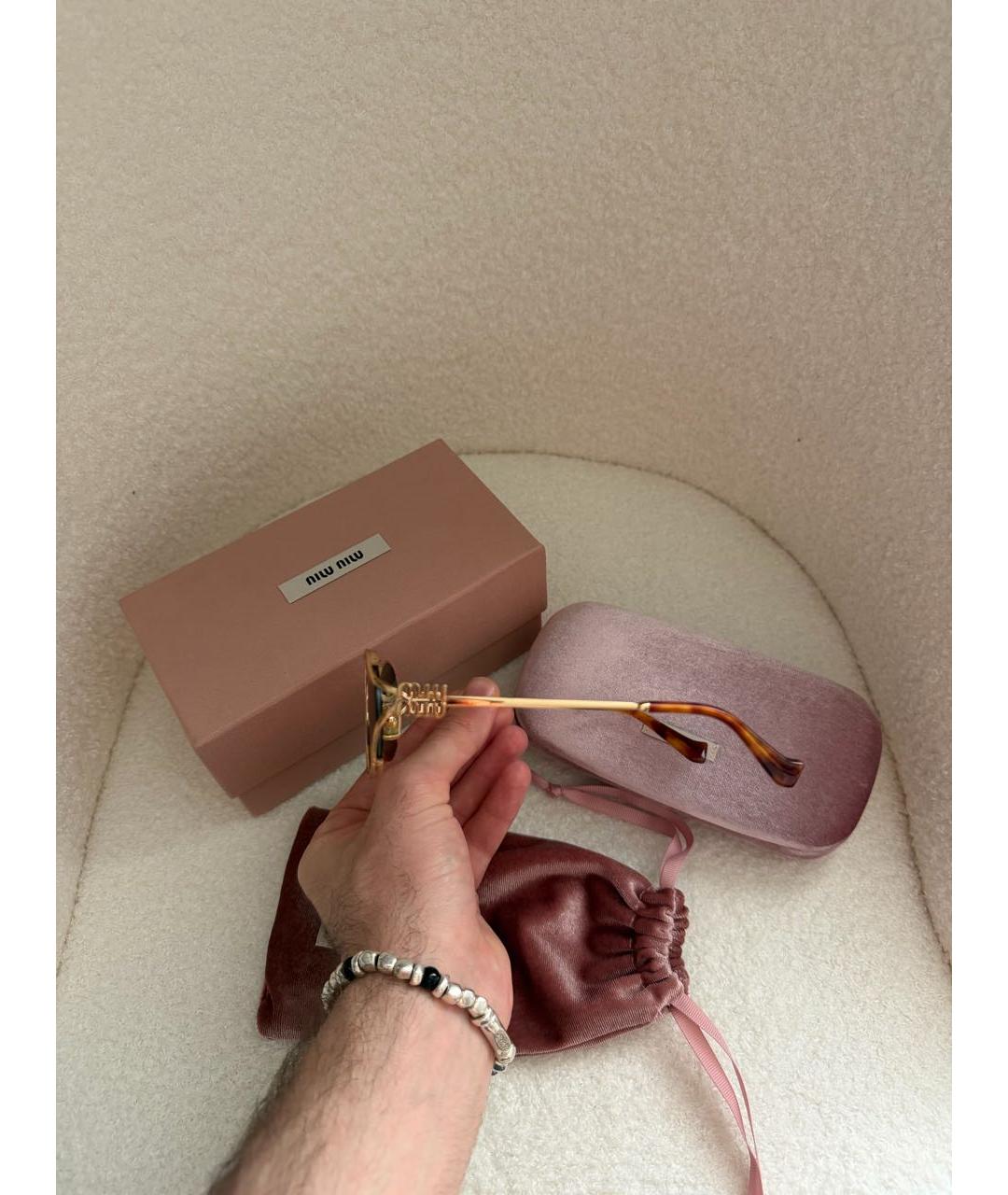 MIU MIU Коричневые металлические солнцезащитные очки, фото 5