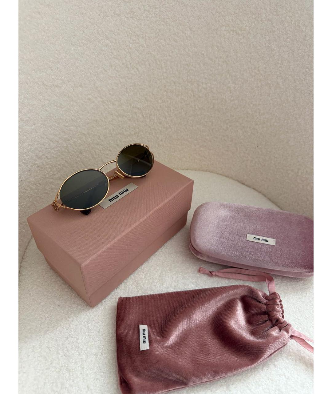 MIU MIU Коричневые металлические солнцезащитные очки, фото 2