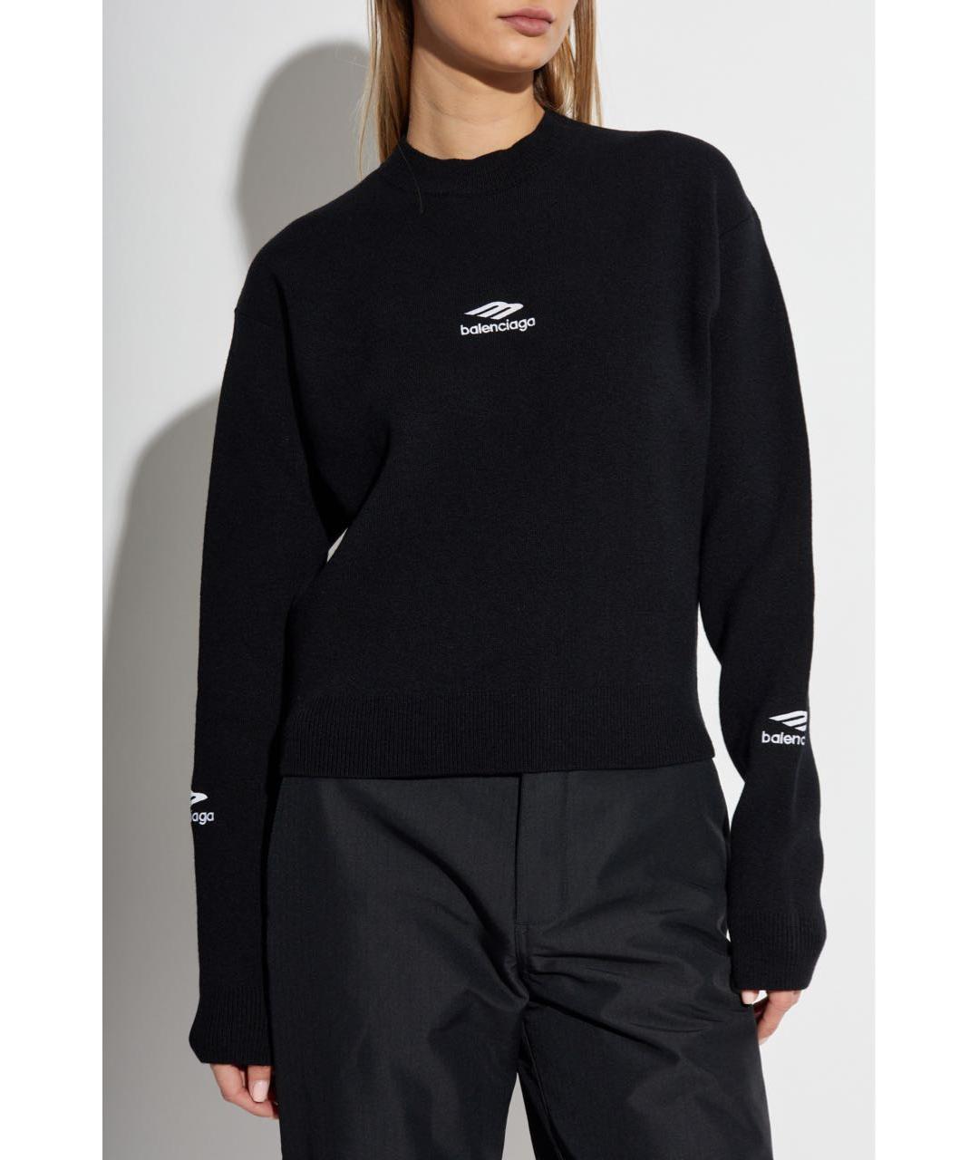 BALENCIAGA Черный шерстяной джемпер / свитер, фото 2