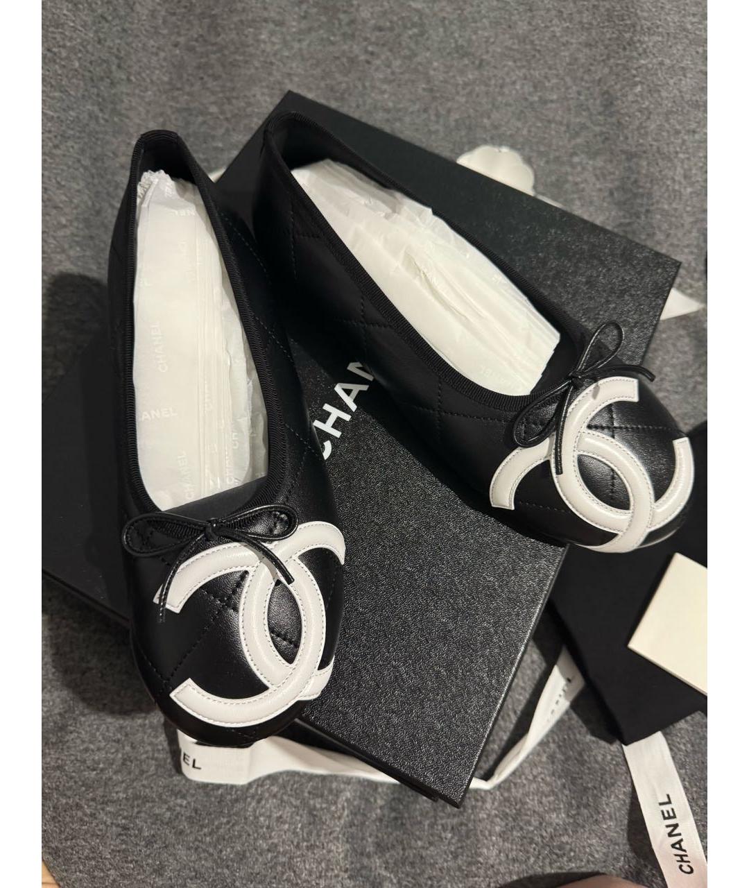 CHANEL Черные кожаные балетки, фото 5