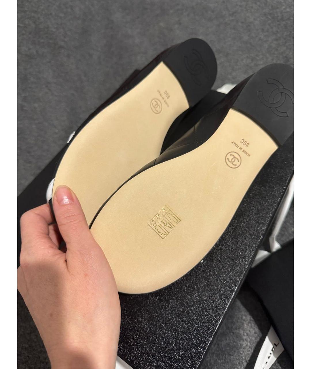 CHANEL Черные кожаные балетки, фото 3